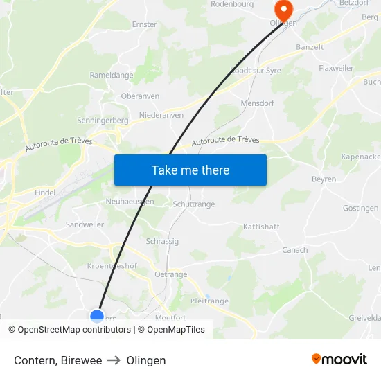Contern, Birewee to Olingen map