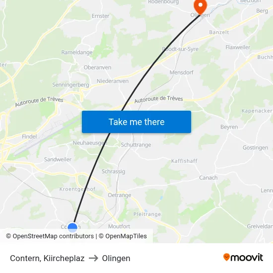 Contern, Kiircheplaz to Olingen map