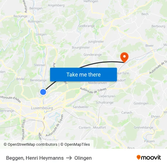 Beggen, Henri Heymanns to Olingen map