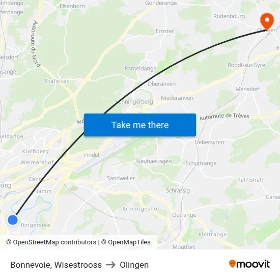 Bonnevoie, Wisestrooss to Olingen map