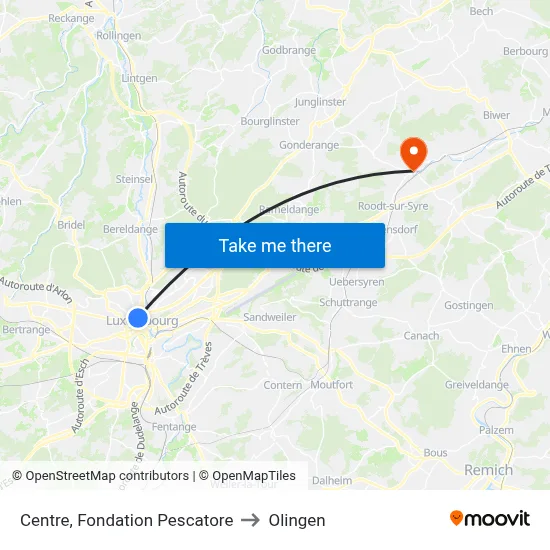 Centre, Fondation Pescatore to Olingen map