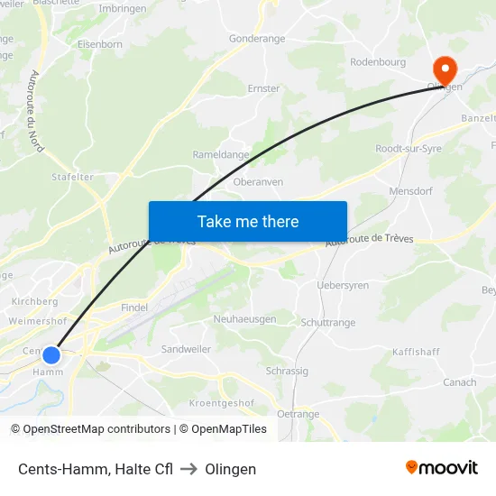 Cents-Hamm, Halte Cfl to Olingen map