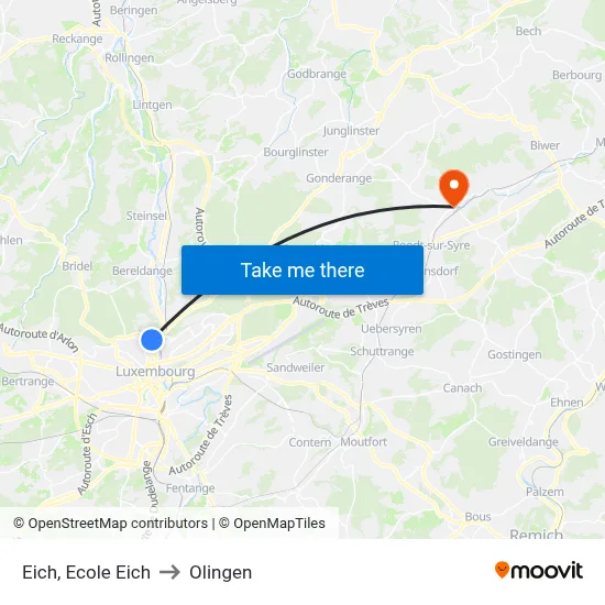 Eich, Ecole Eich to Olingen map