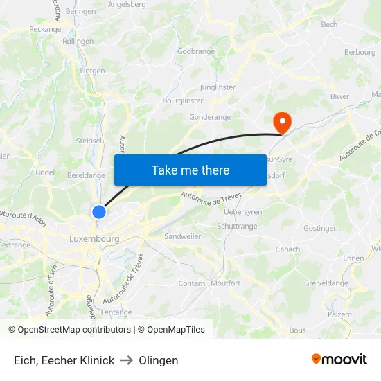 Eich, Eecher Klinick to Olingen map