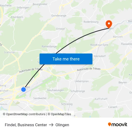 Findel, Business Center to Olingen map