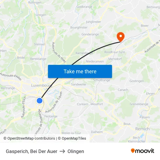 Gasperich, Bei Der Auer to Olingen map
