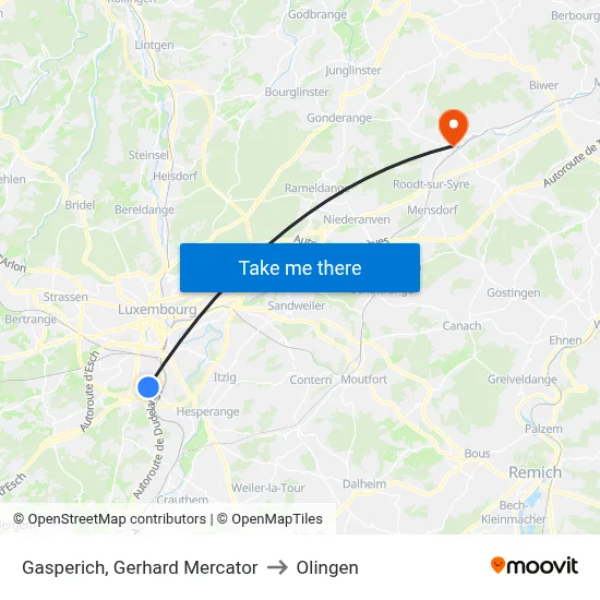Gasperich, Gerhard Mercator to Olingen map