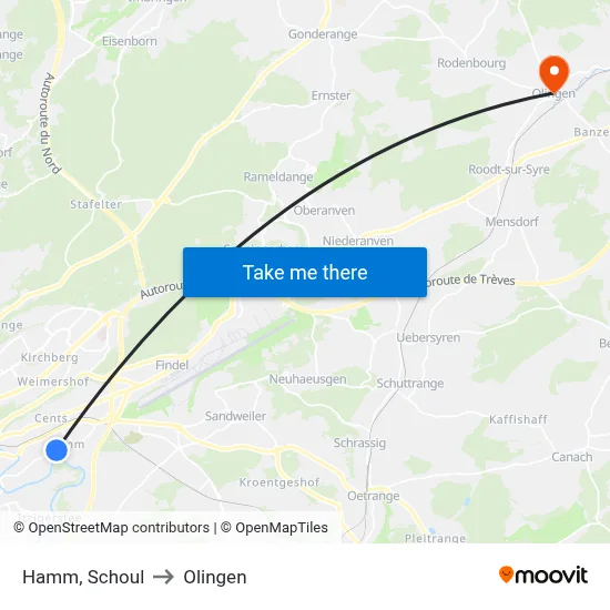 Hamm, Schoul to Olingen map