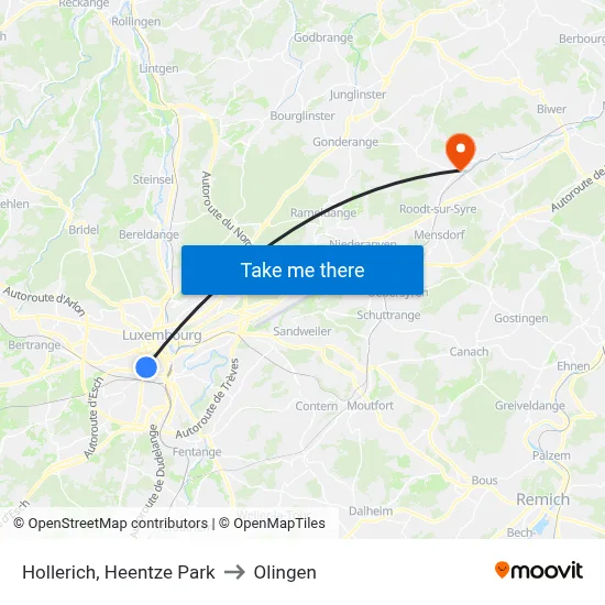 Hollerich, Heentze Park to Olingen map