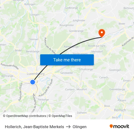 Hollerich, Jean-Baptiste Merkels to Olingen map
