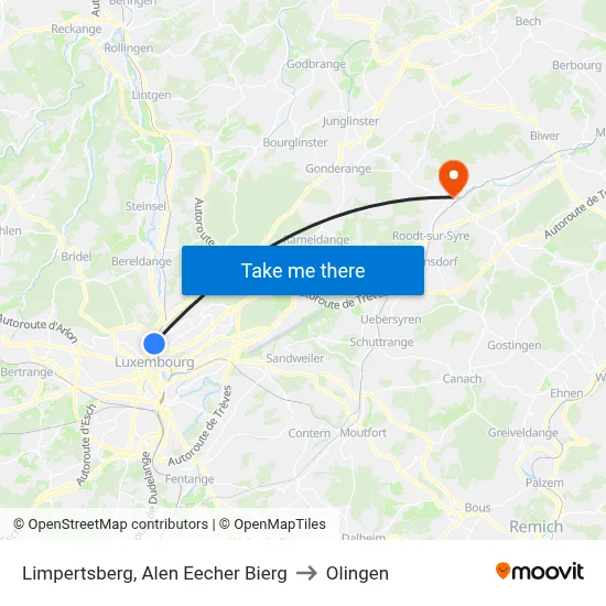 Limpertsberg, Alen Eecher Bierg to Olingen map