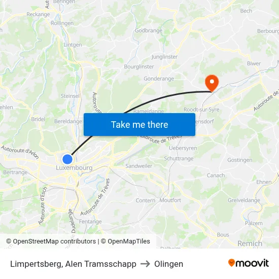 Limpertsberg, Alen Tramsschapp to Olingen map