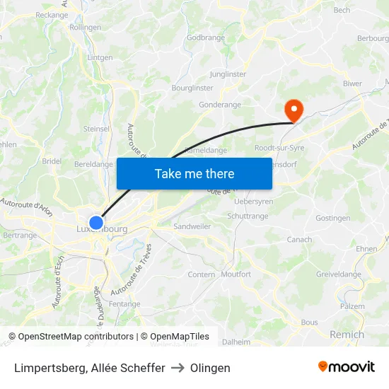 Limpertsberg, Allée Scheffer to Olingen map