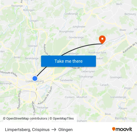 Limpertsberg, Crispinus to Olingen map