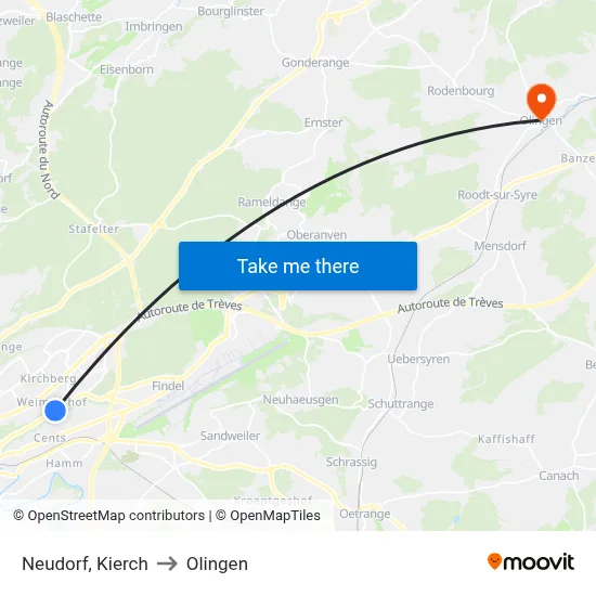 Neudorf, Kierch to Olingen map