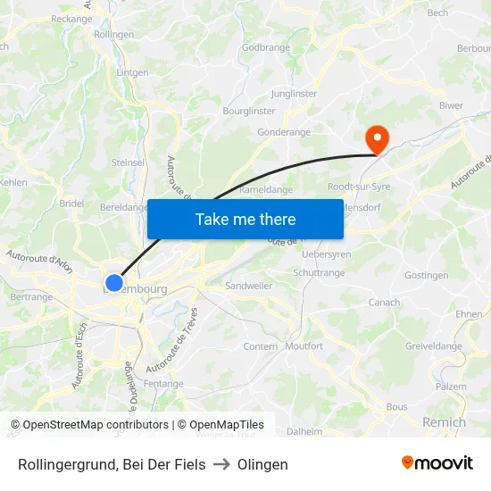 Rollingergrund, Bei Der Fiels to Olingen map