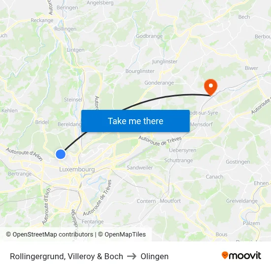 Rollingergrund, Villeroy & Boch to Olingen map