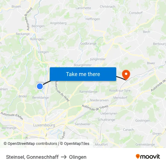 Steinsel, Gonneschhaff to Olingen map