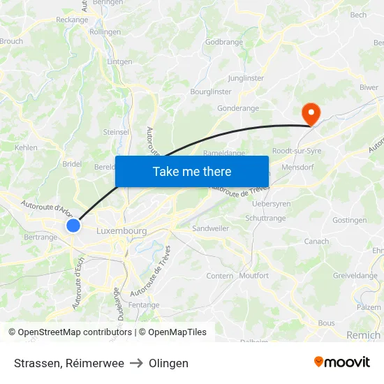 Strassen, Réimerwee to Olingen map