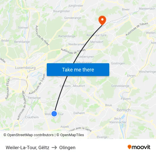 Weiler-La-Tour, Gëltz to Olingen map