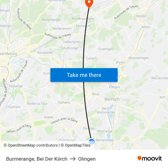 Burmerange, Bei Der Kiirch to Olingen map