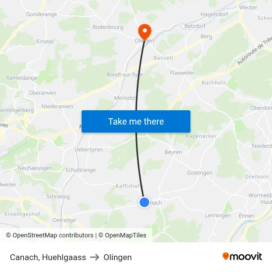 Canach, Huehlgaass to Olingen map