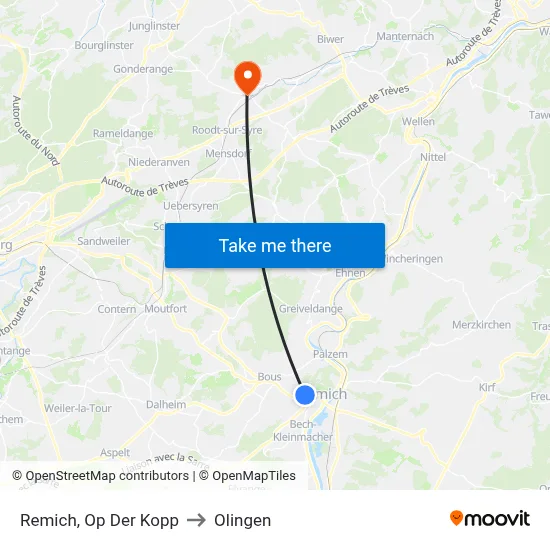 Remich, Op Der Kopp to Olingen map