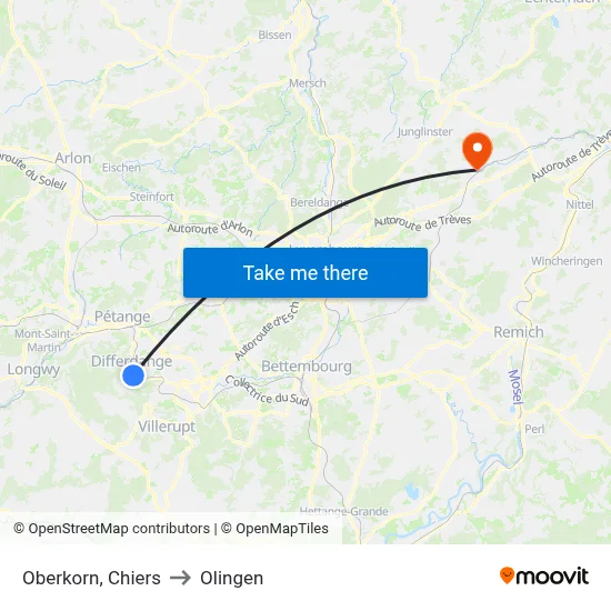 Oberkorn, Chiers to Olingen map