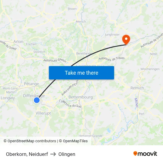Oberkorn, Neiduerf to Olingen map