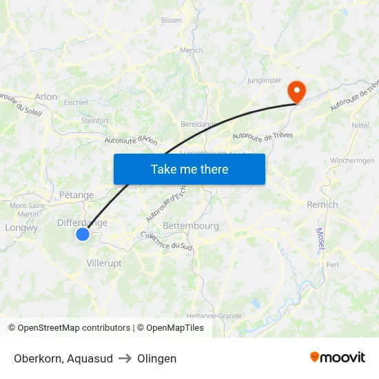 Oberkorn, Aquasud to Olingen map
