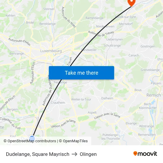 Dudelange, Square Mayrisch to Olingen map