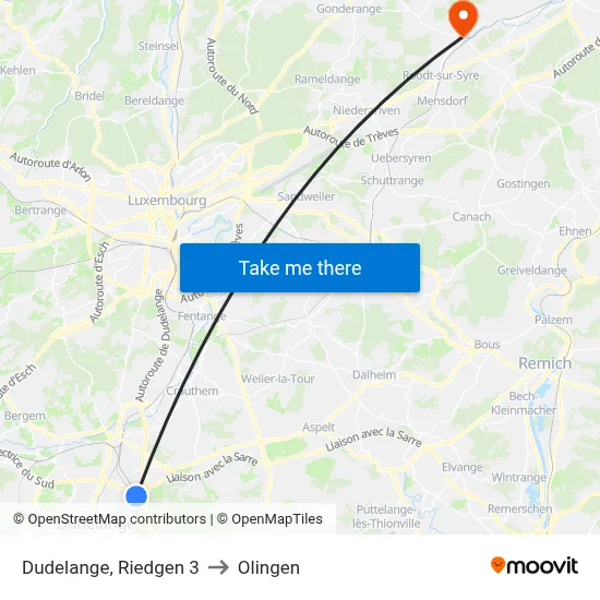 Dudelange, Riedgen 3 to Olingen map