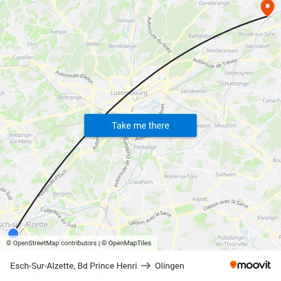 Esch-Sur-Alzette, Bd Prince Henri to Olingen map