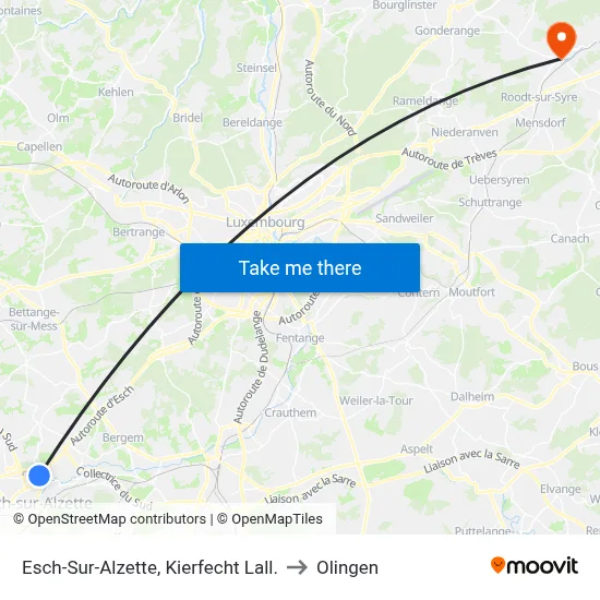 Esch-Sur-Alzette, Kierfecht Lall. to Olingen map