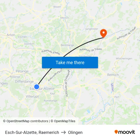 Esch-Sur-Alzette, Raemerich to Olingen map
