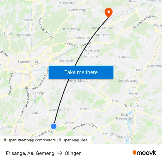 Frisange, Aal Gemeng to Olingen map