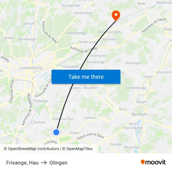 Frisange, Hau to Olingen map