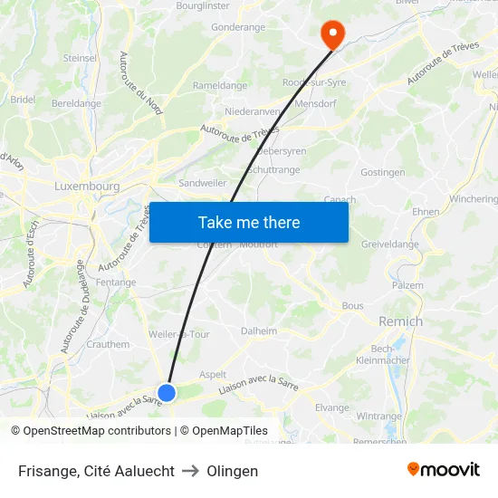 Frisange, Cité Aaluecht to Olingen map