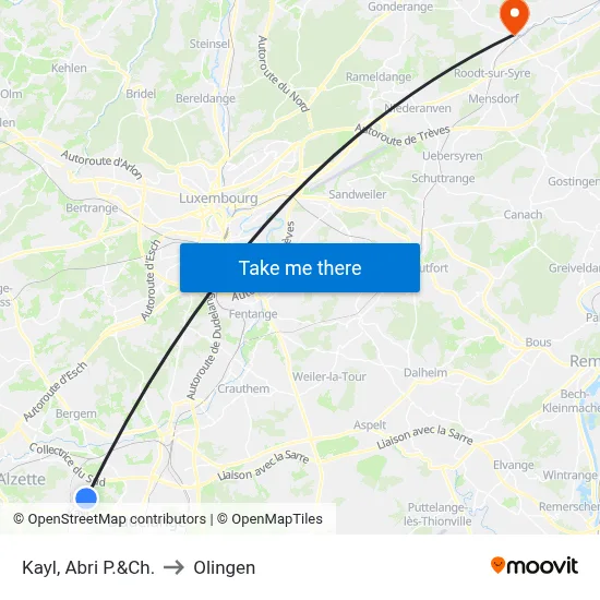 Kayl, Abri P.&Ch. to Olingen map