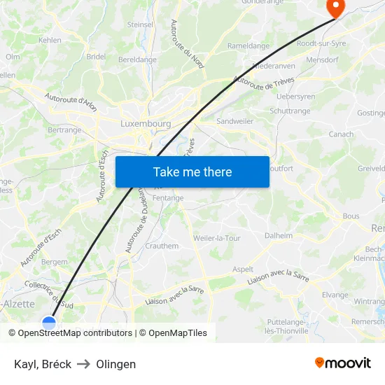 Kayl, Bréck to Olingen map