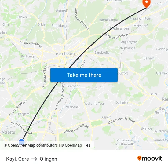 Kayl, Gare to Olingen map