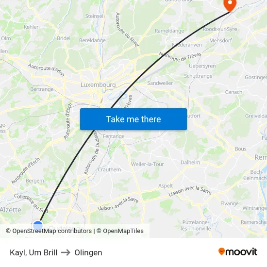 Kayl, Um Brill to Olingen map