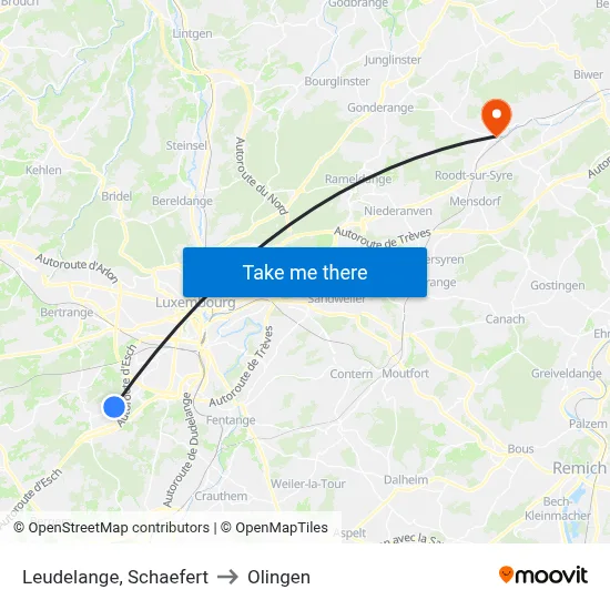 Leudelange, Schaefert to Olingen map