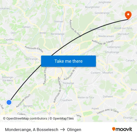 Mondercange, A Bosselesch to Olingen map