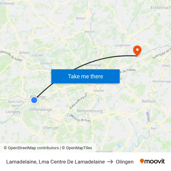 Lamadelaine, Lma Centre De Lamadelaine to Olingen map