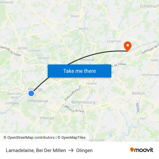Lamadelaine, Bei Der Millen to Olingen map