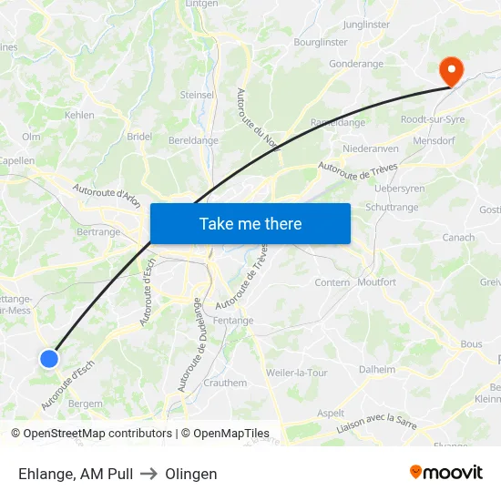 Ehlange, AM Pull to Olingen map