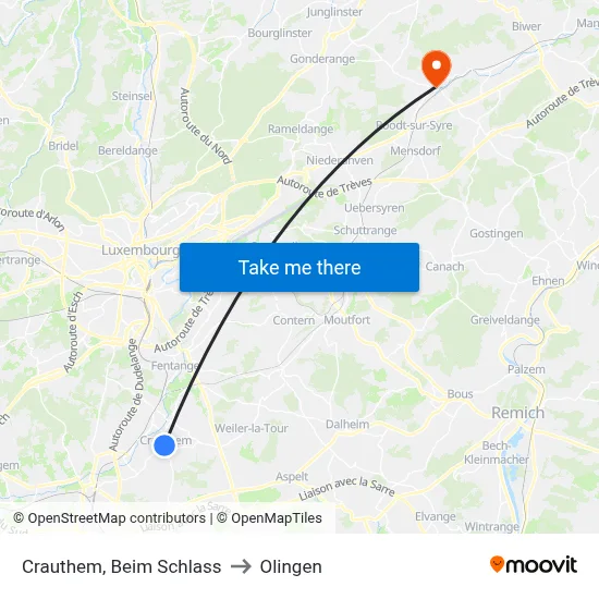 Crauthem, Beim Schlass to Olingen map