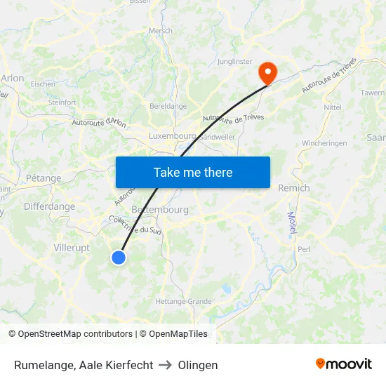 Rumelange, Aale Kierfecht to Olingen map