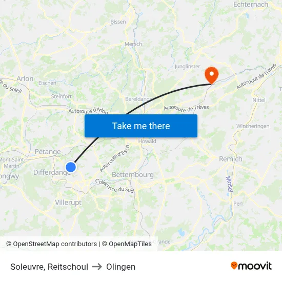 Soleuvre, Reitschoul to Olingen map